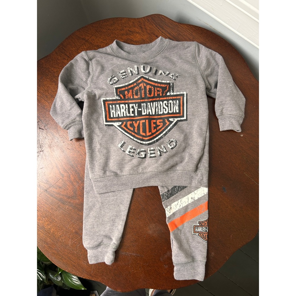 Harley-Davidson Toddler 2T Gray Sweatshirt and Pants Set Genuine Legend Logo